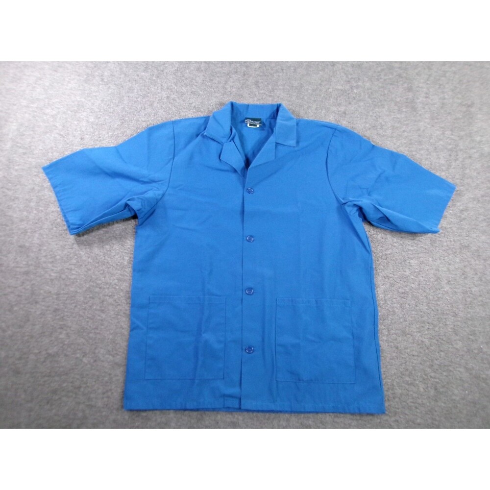 Fame Shirt Men Small Blue Work Short Sleeve Outdoor Causal Button Durable